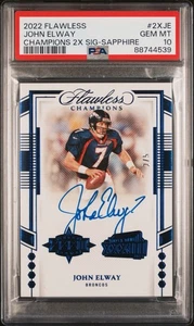 JOHN ELWAY 2022 FLAWLESS CHAMPIONS 2-X SAPPHIRE SIGNATURES AUTOGRAPH /5 PSA 10 - Picture 1 of 2