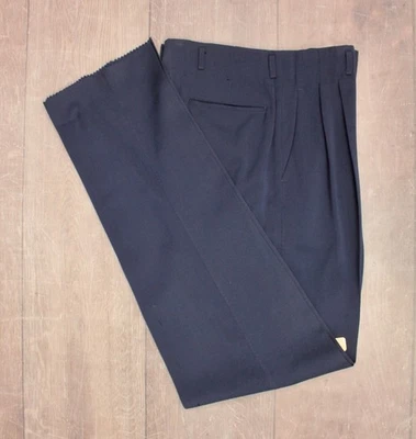 Men's VTG 1950s NOS Blue Tapered Drop Loop Pants 30x38 50s Wool Trousers - Image 1 of 4