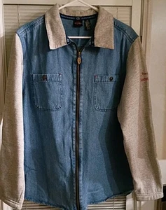 Gloria Vanderbilt Women's Denim Jacket Coat Size L Zipper Pocket - Picture 1 of 4