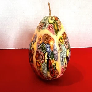 Vintage Egg Wax Candle AMAZING MILLEFIORI Art Handmade Multicolor 5” *Sm Dent - Picture 1 of 7