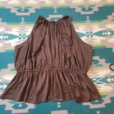 NWT Old Navy Womens Top 3X Plus Halter Satin Peplum Blouse Brown Y2K - Image 1 of 4