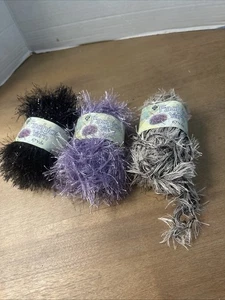 Nicole Fashion Metallic Fun Fur Eyelash Yarn Lot Of 3 Mixed Colors - Picture 1 of 10