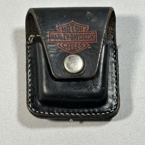 Harley-Davidson Leder Holster Gürteltasche Tasche Zippo Benzinfeuerzeug Schwarz - Imagen 1 de 8