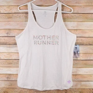 Run In Rabbit Women L Ivory Cream Floral Mother Runner Remix Tank Top Sleeveless - Picture 1 of 11