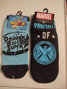 Lot Of 2 NO SHOW Socks ANIME Dragon Ball Super & MARVEL SHEILD New Size 4 - 10 - Picture 1 of 11
