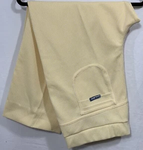 Vintage Bobbie Jeans Pants 100% Polyester Size 38 Yellow White Striped Textured - Picture 1 of 11
