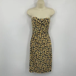 DVF Diane von Furstenberg Ninel Vestido de Seda Sin Tirantes Trébol Amarillo Recorte Nuevo 12 - Imagen 1 de 5