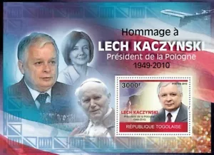 Togo 2010 MNH - Tribute to Lech Kaczynsky (1949-2010), Pope. - Picture 1 of 1