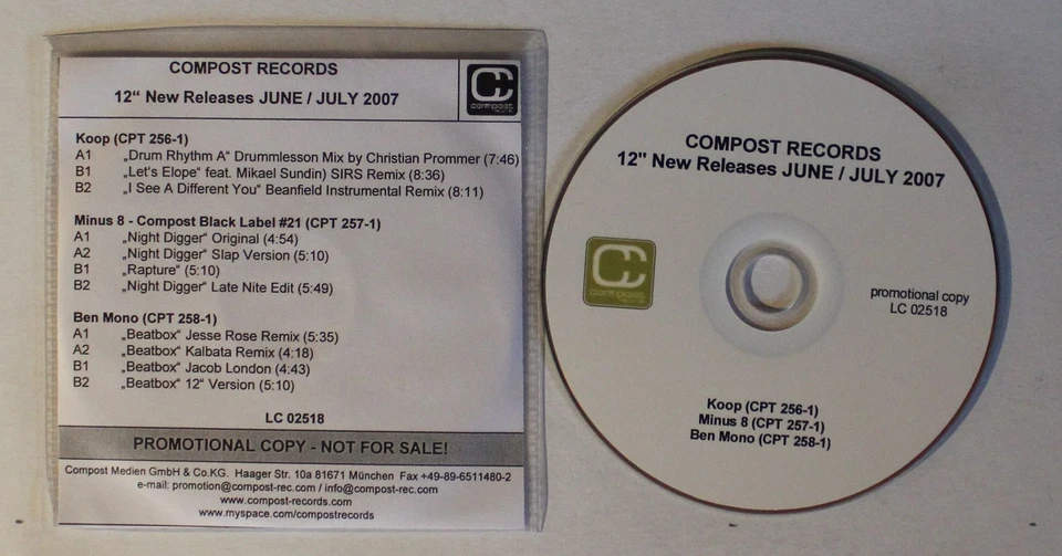 Compost Records 12" New Releases June / July 2007 ADV CDR 2007 Koop Minus 8 - Bild 1 von 1