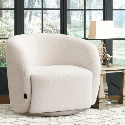 Teddy Fabric Swivel Round Cuddle Chair Accent Armchair Padded Seat Sofa Bedroom