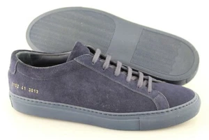 Men's COMMON PROJECTS '2152 Achilles' Navy Blue Suede Sneakers Size US 8 EUR 41 - Picture 1 of 9