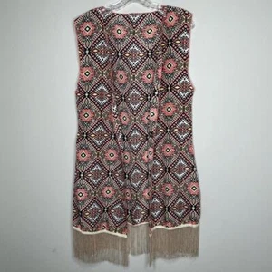 Bohemian Fringe Vest - Geometric Patterns - One Size - Picture 1 of 6