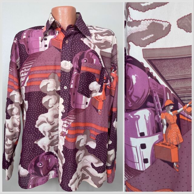 Purple Button-Front Vintage Casual Shirts for Men for sale | eBay