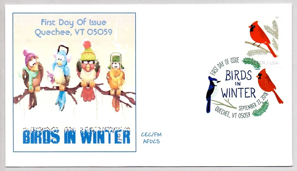 #5318 BIRDS IN WINTER NORTHERN RED CARDINAL STAMP FDC WITH DCP COLOR CANCEL - Image 1 of 1