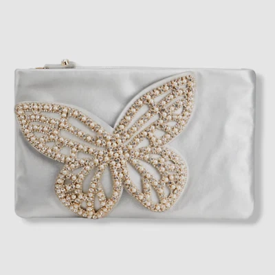 $525 Sophia Webster Women's Silver Pearl Flossy Crystals Butterfly Clutch Bag - Image 1 of 4