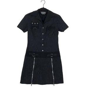 Mini Vestido Lip Service Para Mujer M Negro Rayas Vintage Gótico Años 90 Hebilla con Cremallera - Imagen 1 de 15
