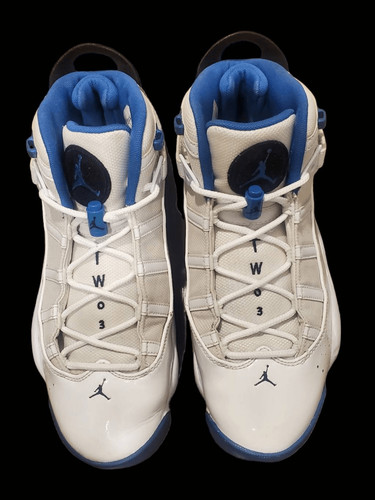 Nike Air Jordan 6 Anelli Bianco Marina Blu Sneakers 322992 114 Uomo Taglia 10.