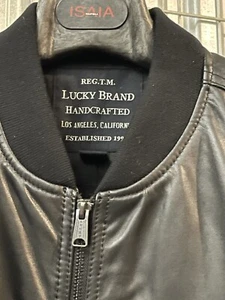 Chaqueta bomber de cuero Lucky Brand | Negra | 7MD3487 | NUEVA CON ETIQUETAS | XXL - Imagen 1 de 5