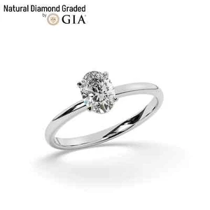 Oval Solitaire Natural Diamond Engagement Ring Platinum 0.50 Ct G SI1 - Picture 1 of 20