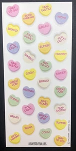 Vintage Hallmark Valentinstag Süßigkeiten Herzen Aufkleberbogen *NUR EIN BLATT* - Bild 1 von 1