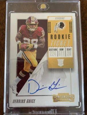 2018 Panini Contenders Derrius Guice Rookie Ticket Auto On-Card Redskins #121  - Image 1 of 2