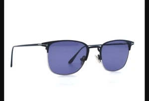 TOM FORD 52mm Browline Sunglasses LIV FT0851 Matte Blue Frame Blue Lenses - Picture 1 of 8