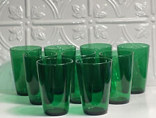 Set of 10 Flat Tapered 9 oz Tumblers Forest Emerald Green by Anchor Hocking EUC