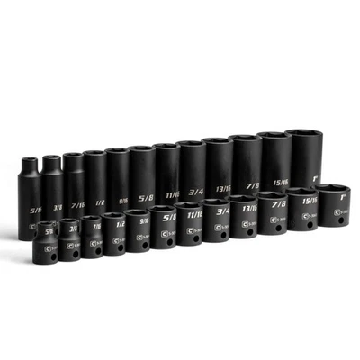 Capri Tools 3/8 in. Drive SAE Shallow and Deep Impact Socket Set (24-Piece) - Image 1 of 4