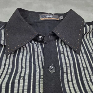 Herren Oberhemd Seide Hanf Schwarz Knopfleiste Kurzarm Zun Wang Che Gr. 54 - Bild 1 von 8