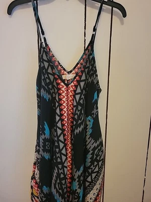 Mameluco boho paracaídas mediano Elan para mujer estampado suroeste sin mangas bolsillos artísticos Foto 1 de 4