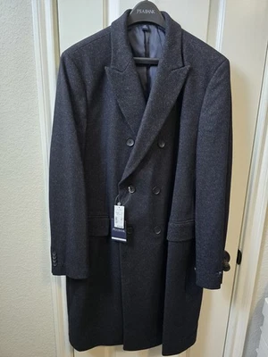 NEW Wool Blend Overcoat Jos A Bank Tailored Fit Double Breasted Navy Men's 44L - Image 1 of 4