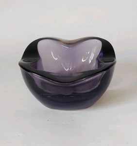 Vintage Amethyst Glass Bowl /Ashtray Union Sklo Czech Bohemian - Picture 1 of 8