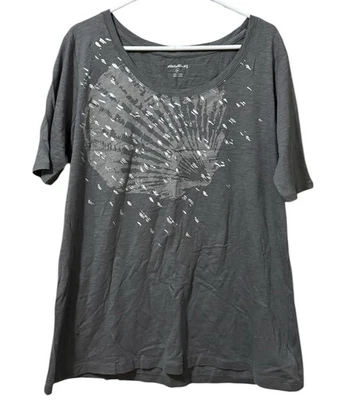 Camiseta Eddie Bauer Mujer Talla 2XL Exterior Cuello Redondo Gris Ligera Informal Foto 1 de 4