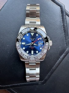 Seiko GMT Automatic Diver 200M Blue Dial Custom Mod Watch NH34 RARE!!! - Picture 1 of 6