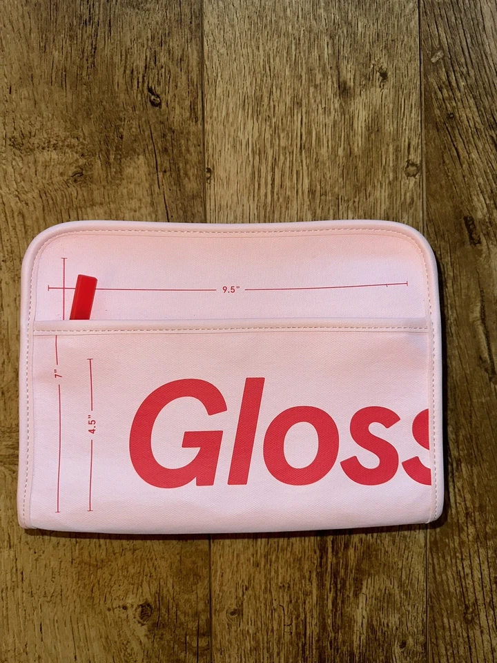 Bolsa de beleza rosa brilhante 9,5 x 7 estojo de viagem cosmético com logotipo zíper vermelho - Imagem 1 de 4