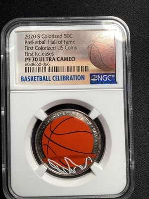 2020-S COLORIZED Basketball HOF Commemorative Half, First Releases NGC PF70 UC - Image 1 of 2
