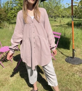 Size S 6-14 Nude Cotton Floaty Oversized Boho Dress Tunic Free People - Picture 1 of 13