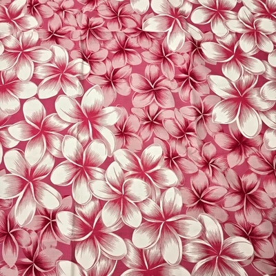 Tropical Fabric Remnant Pink Hibiscus Flowers Material Hawaiian Trendtex 35x45 - Image 1 of 4