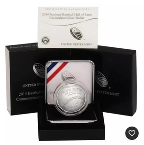 2014 D National Baseball Hall of Fame Proof Curved Coin Silver Dollar RARE! 🔥 - Picture 1 of 5