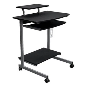 Techni Mobili Wood & Steel Compact Computer Cart with Storage in Graphite Gray - Picture 1 of 14
