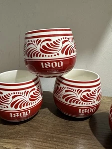 1800 Tequila Ceramic Cup Red and White Barware Limited Edition 10 Ounce Set 4 - Picture 1 of 5