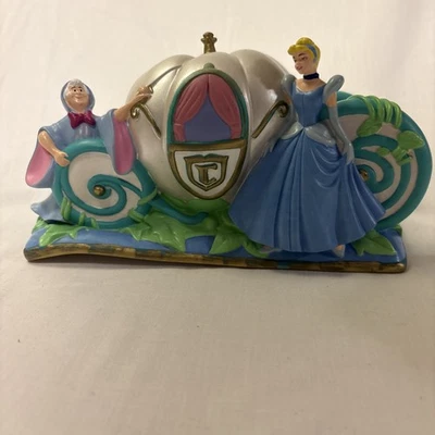 Disney Cinderella Fairy Godmother Pumpkin Carriage Plastic Bank 9" x  5" Vintage - Image 1 of 4