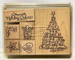 Stampin' Up! Lote de estampillas de Navidad 2002 árbol/regalo/corazón/estrella/hacia y desde/deseo cálido - Imagen 1 de 9