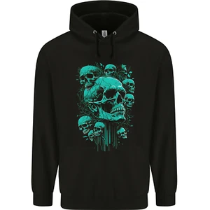 Skull Time Gothic Heavy Metal Rock Music Biker Childrens Kids Hoodie - Picture 1 of 3