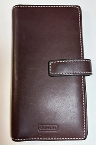 Vintage Coach Geldbörse, 10 CC Fächer und 2 große Fächer, Druckknopfverschluss, braun - Bild 1 von 3