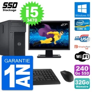 PC tour DELL T1650 MT Screen 27 " Intel i5-3470 RAM 32Go SSD 240Go Windows 10 - Zdjęcie 1 z 10