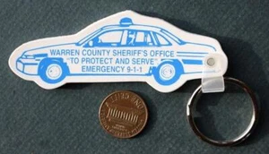 1980s Era Williamsport Indiana Warren County Sheriff car shaped keychain RARE - - Picture 1 of 1