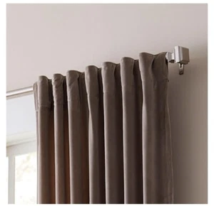 Allen Roth Burgett Taupe 84-in Back Tab Soft Velvet Window Curtain Panel - Picture 1 of 11