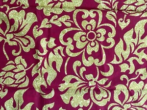 Tessuto rosso e giallo LG fantasia floreale cotone vintage 1 anno anni 50 60 - Foto 1 di 5