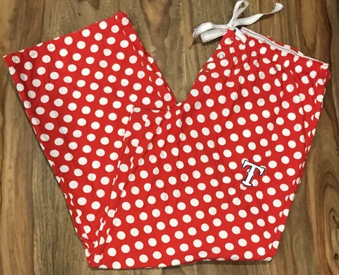 Texas Rangers MLB Genuine Merch Women Large Polka Dot Lounge PJ Pants Drawstring Cover
